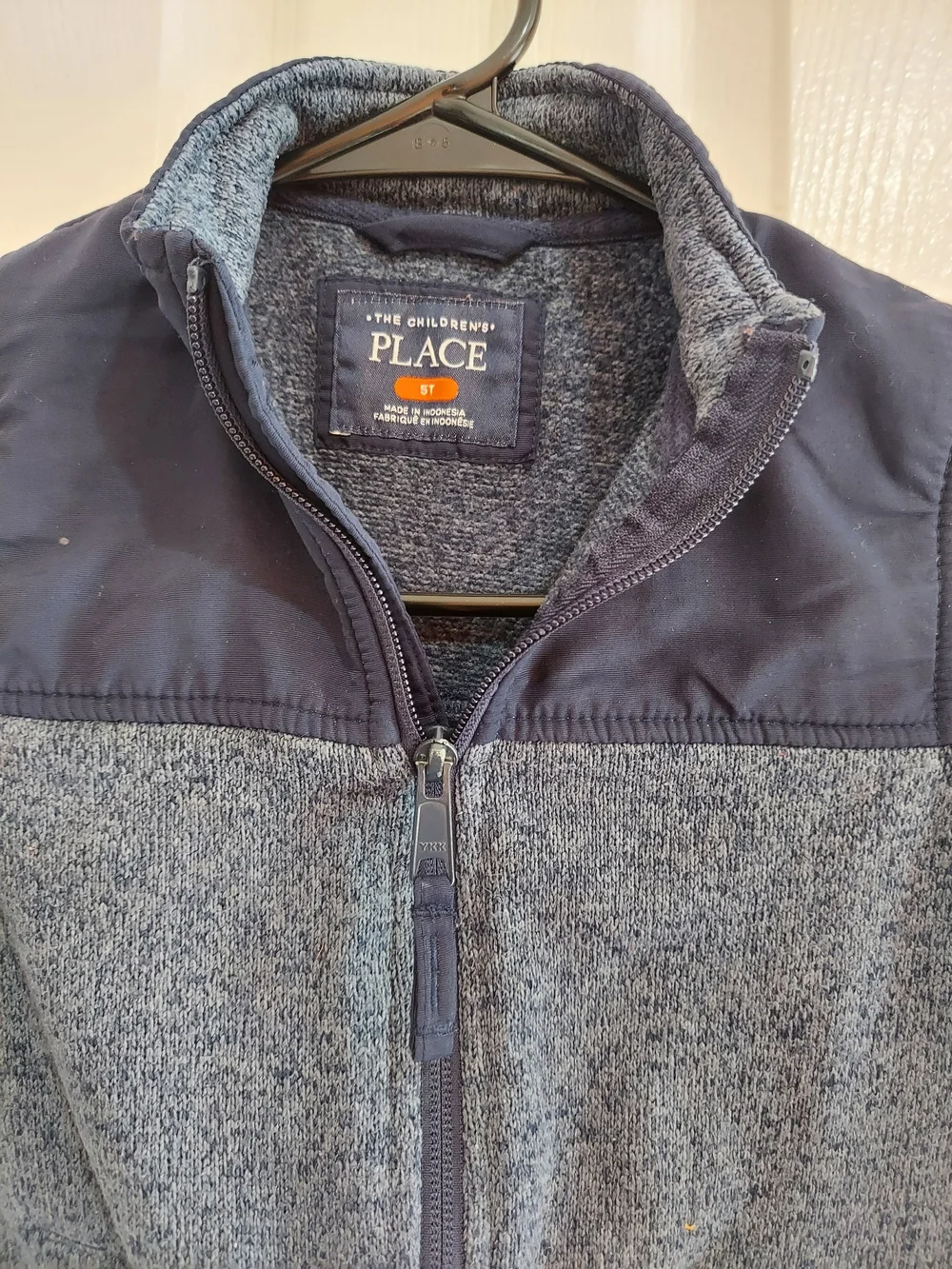 The Children's Place Heathered Navy & Navy Panel Zip-Up Hoodie